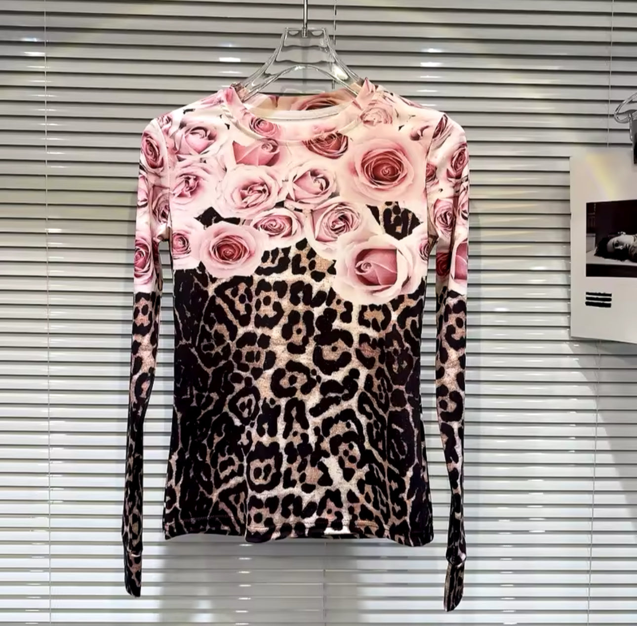 Baby Pink Leopard Round Collar Top