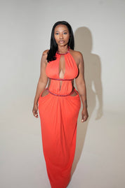 Coral Beach Cut Out Maxi Dress