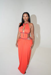 Coral Beach Cut Out Maxi Dress