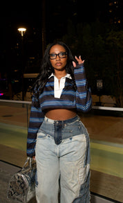 Navy Stripe Rugby Top