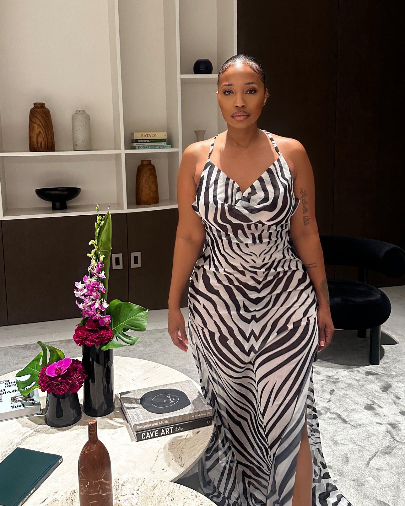 Zebra Stripe Maxi Dress