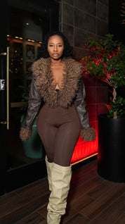 Furry Faux Leather Jacket