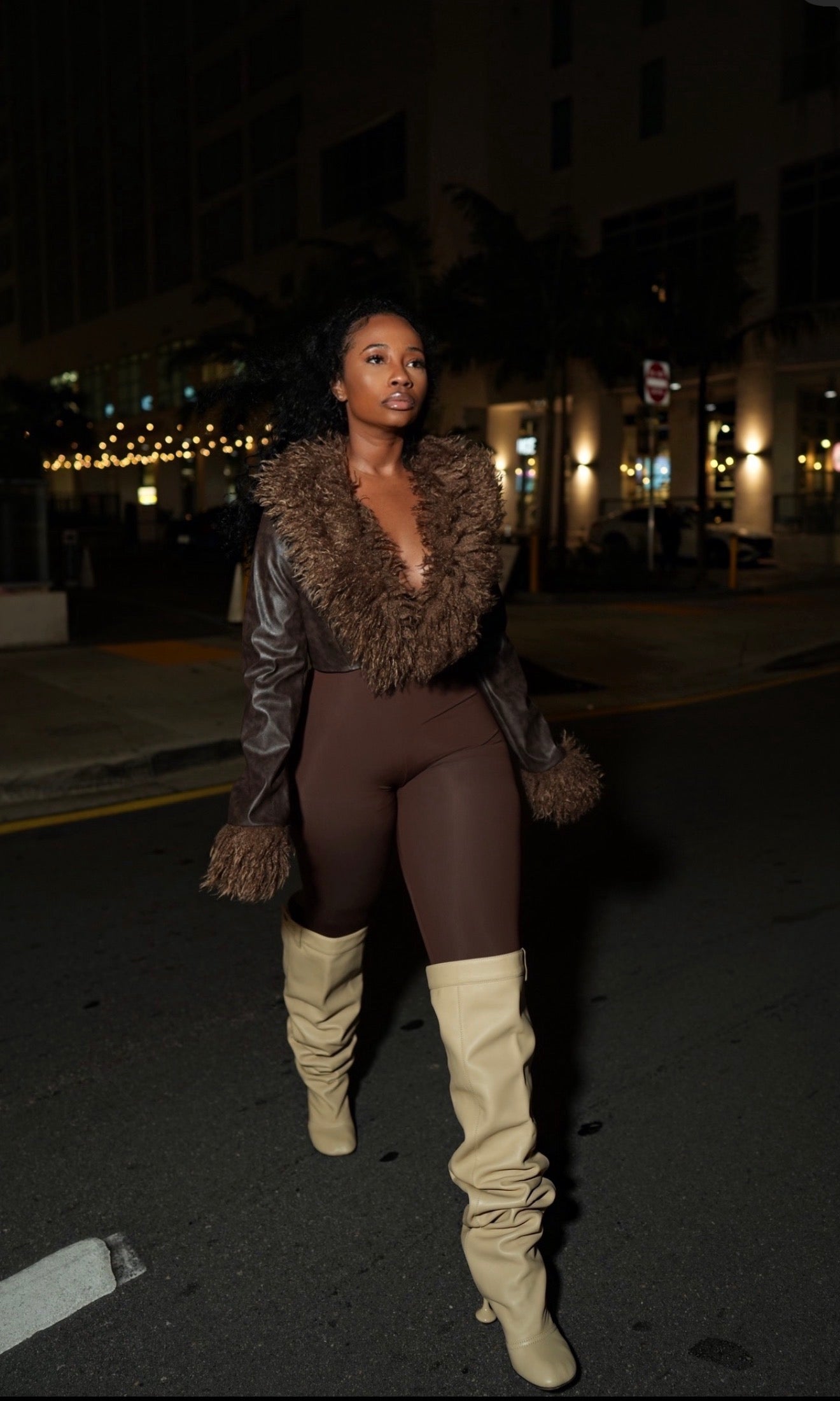 Furry Faux Leather Jacket