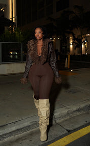 Furry Faux Leather Jacket