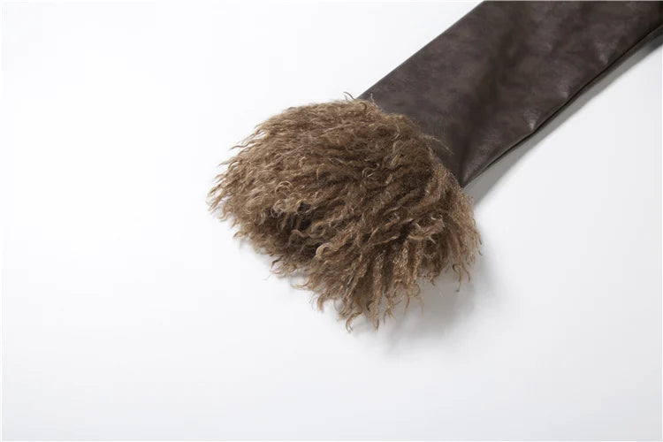 Furry Faux Leather Jacket