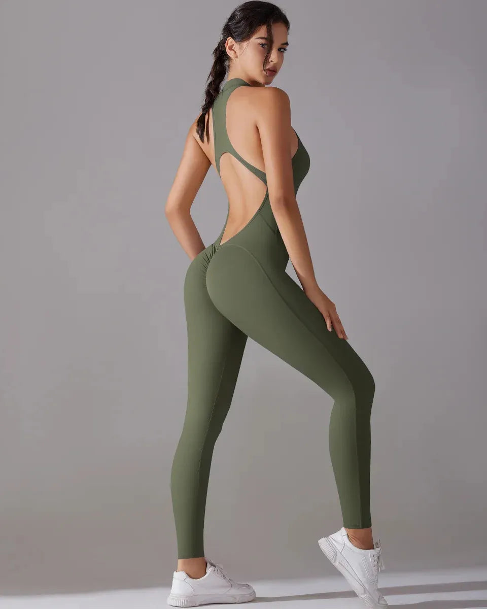 Racerback Zip Up Jumpsuit