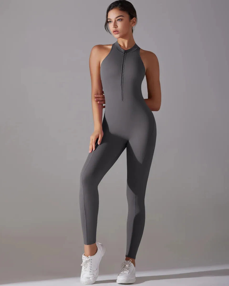 Racerback Zip Up Jumpsuit