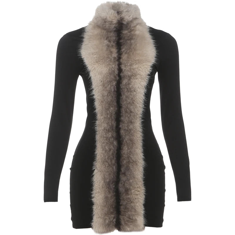 Faux Fur Mini Dress