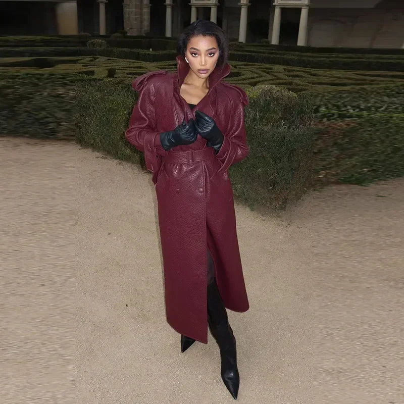 Faux Leather Trench