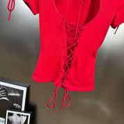Rouge Lace Up Top