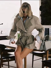 Khaki Trench Coat Playsuit