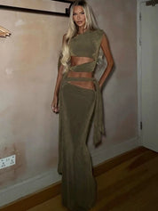 Olive Maxi Skirt Set