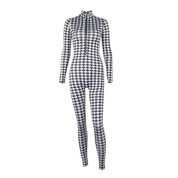 Houndstooth Zip Up Jumpsuit