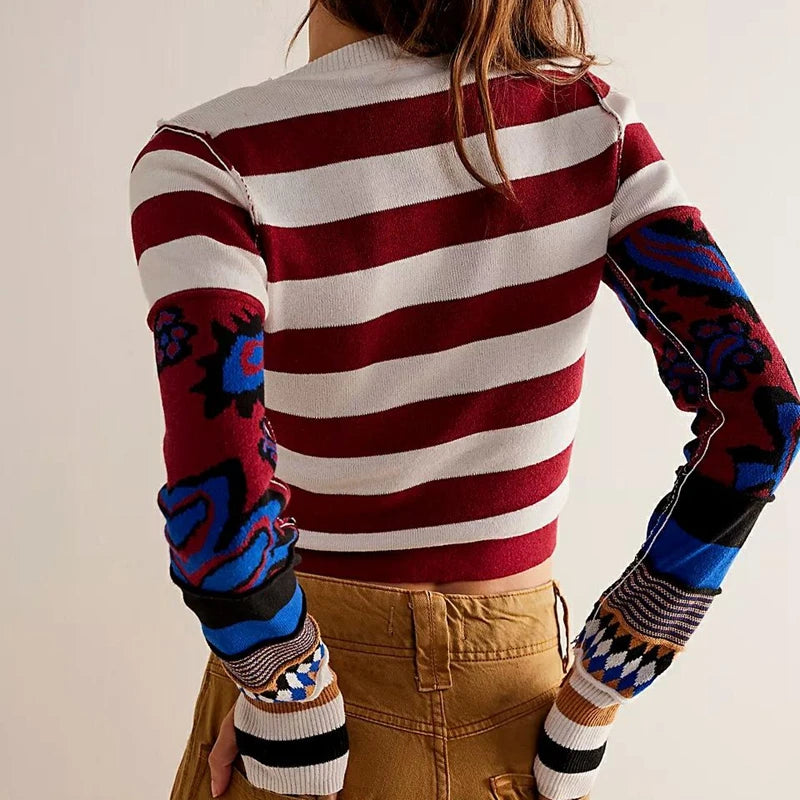 Vintage Striped Knit Sweater.