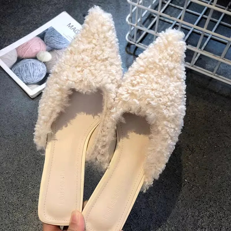 Plush Faux Fur Mules