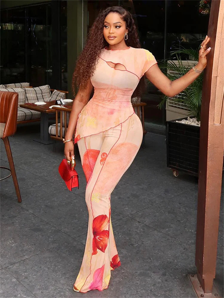 Pink Floral Pants Set