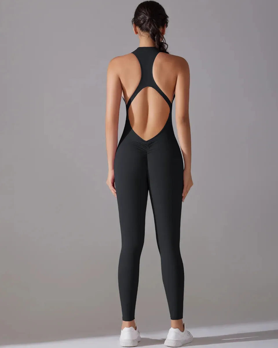 Racerback Zip Up Jumpsuit