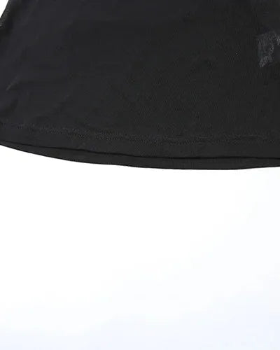 Black Sheer Mesh Frilly Tank