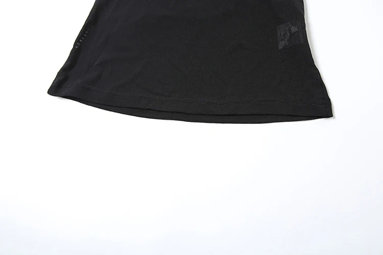 Black Sheer Mesh Frilly Tank