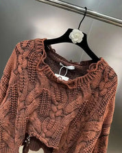 Distressed Knit Cropped Sweater
