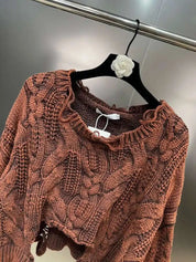 Distressed Knit Cropped Sweater