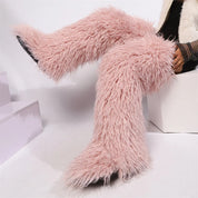 Mongolian Fur Thigh High Boots
