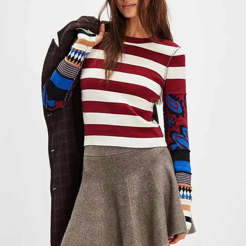Vintage Striped Knit Sweater.