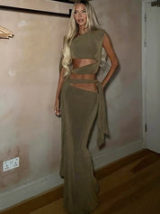 Olive Maxi Skirt Set
