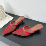 Carrie Pointed Mesh Slip On Mules