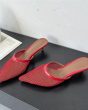 Carrie Pointed Mesh Slip On Mules