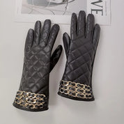Quilted Faux Leather Gloves