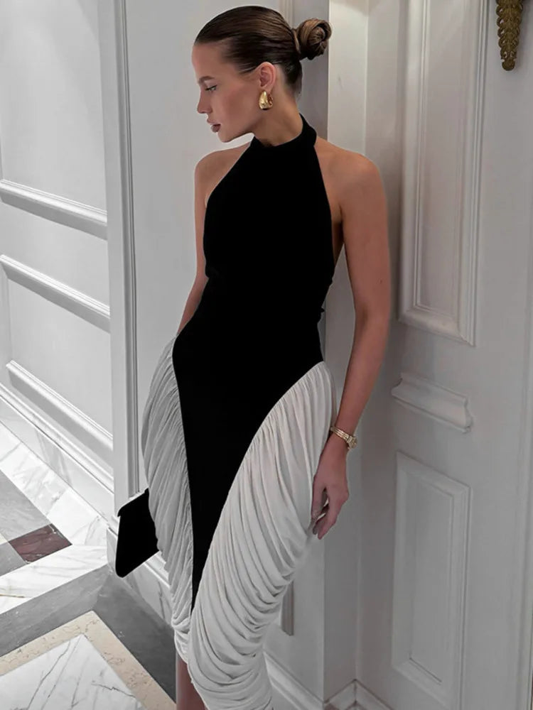 Tuxedo Halter Dress