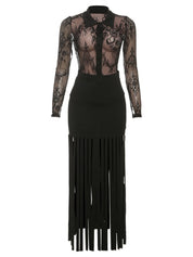 Lace & Tassels Skirt Set