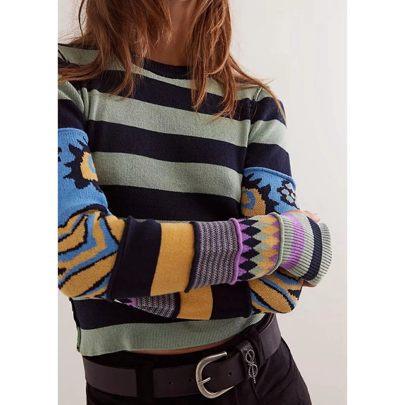 Vintage Striped Knit Sweater.