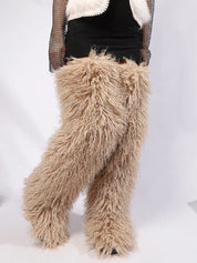 Mongolian Fur Thigh High Boots