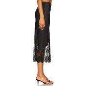 Satin Lace Trim Maxi Skirt