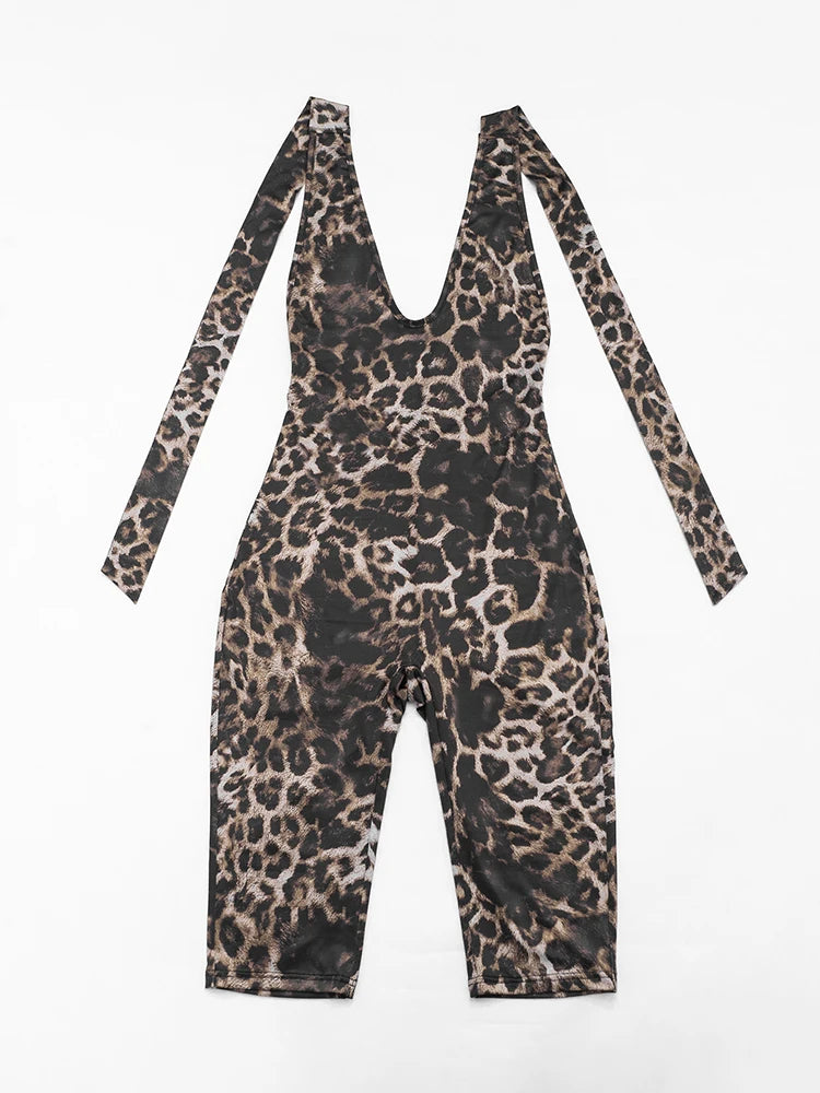 Leopard Print Capri Jumpsuit