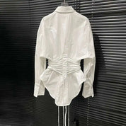 White Collar Drawstring Top