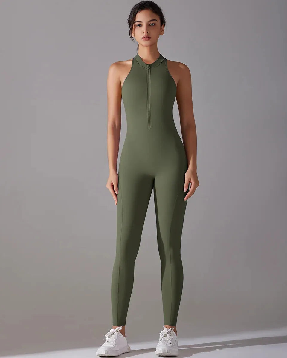 Racerback Zip Up Jumpsuit