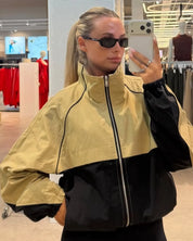 Retro Color Block Windbreaker Jacket