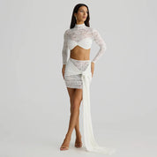 Barely There Lace Panel Skirt Set
