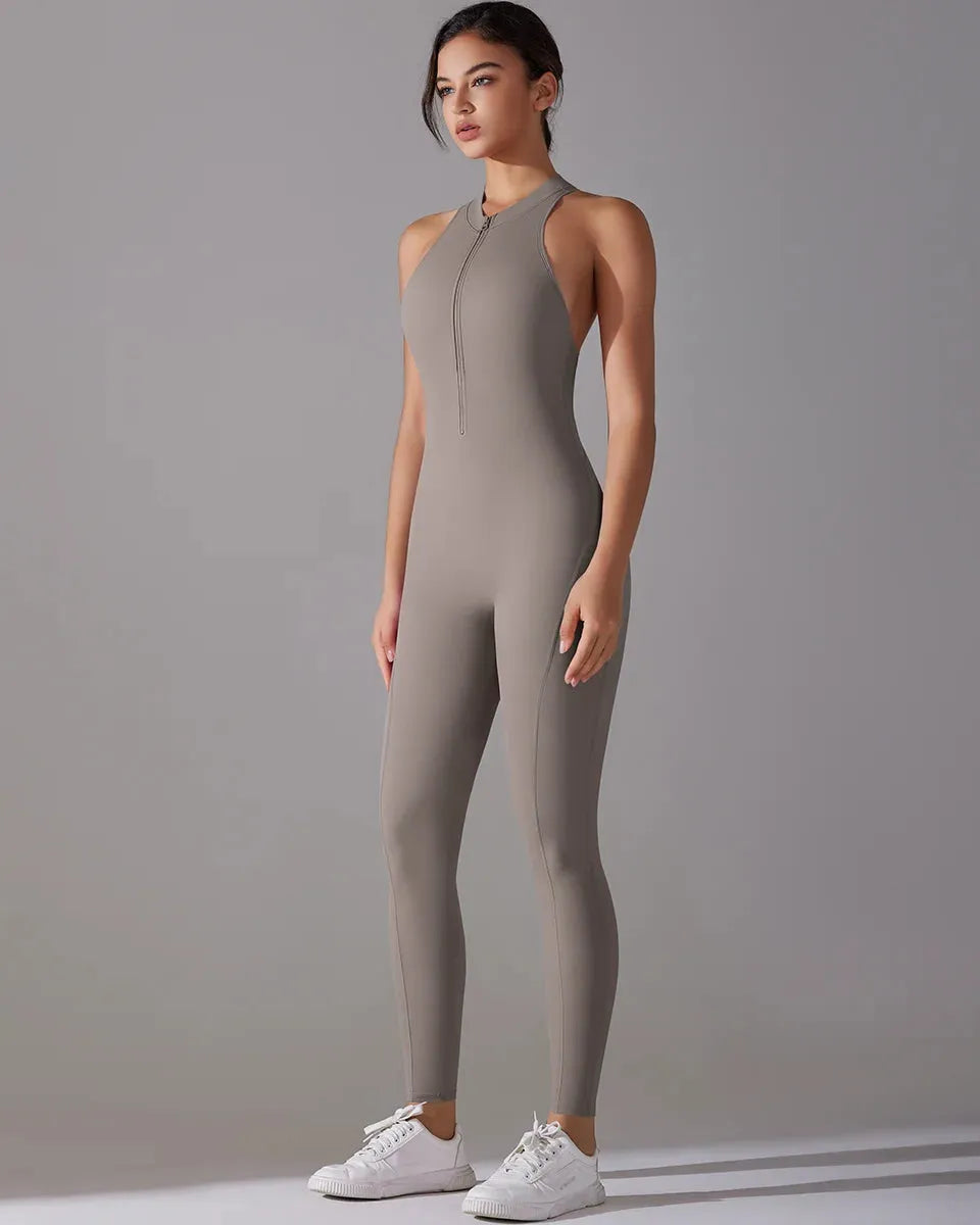 Racerback Zip Up Jumpsuit