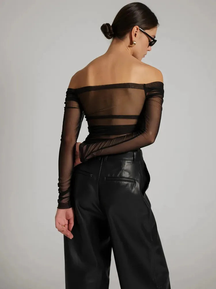 Mesh Off-shoulder Top