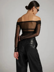 Mesh Off-shoulder Top