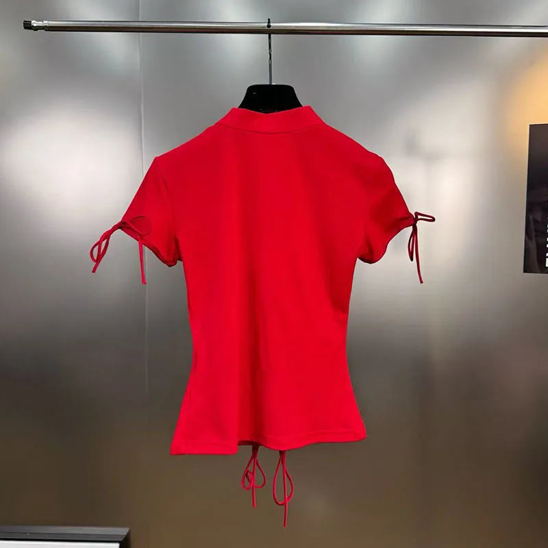 Rouge Lace Up Top