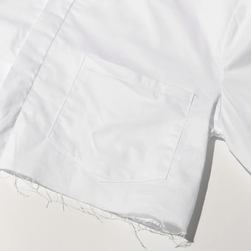 White Collar Crop Top