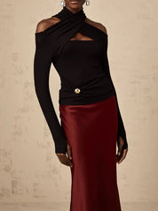 Criss Cross High Neck Knit Top