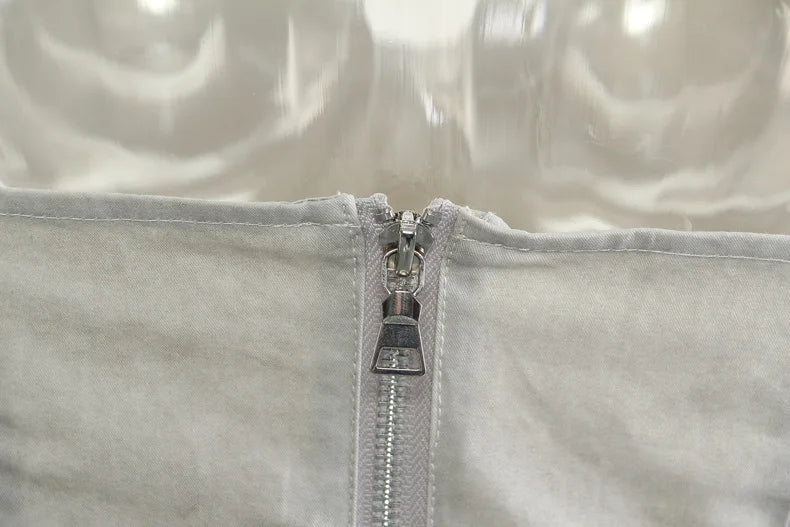 Off White Asymmetric Strapless Top