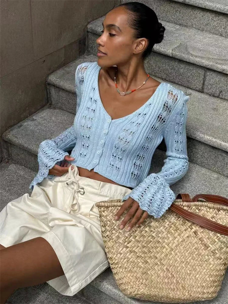 Bellz V-Neck Knit Crop Cardigan