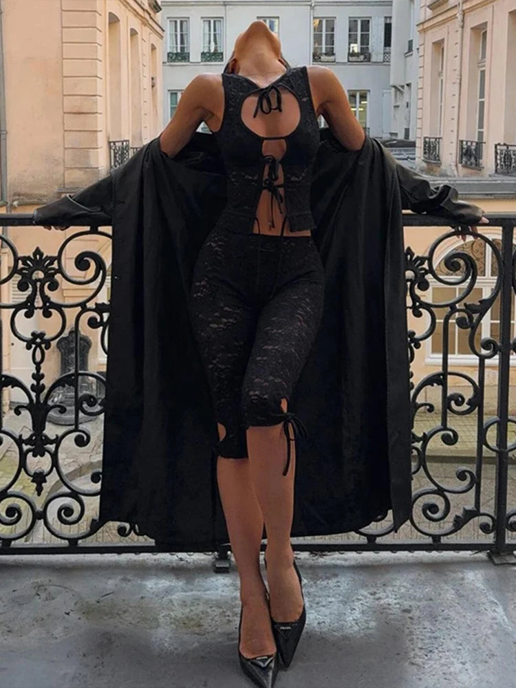 Lace Me Up Cut Out Capri Set